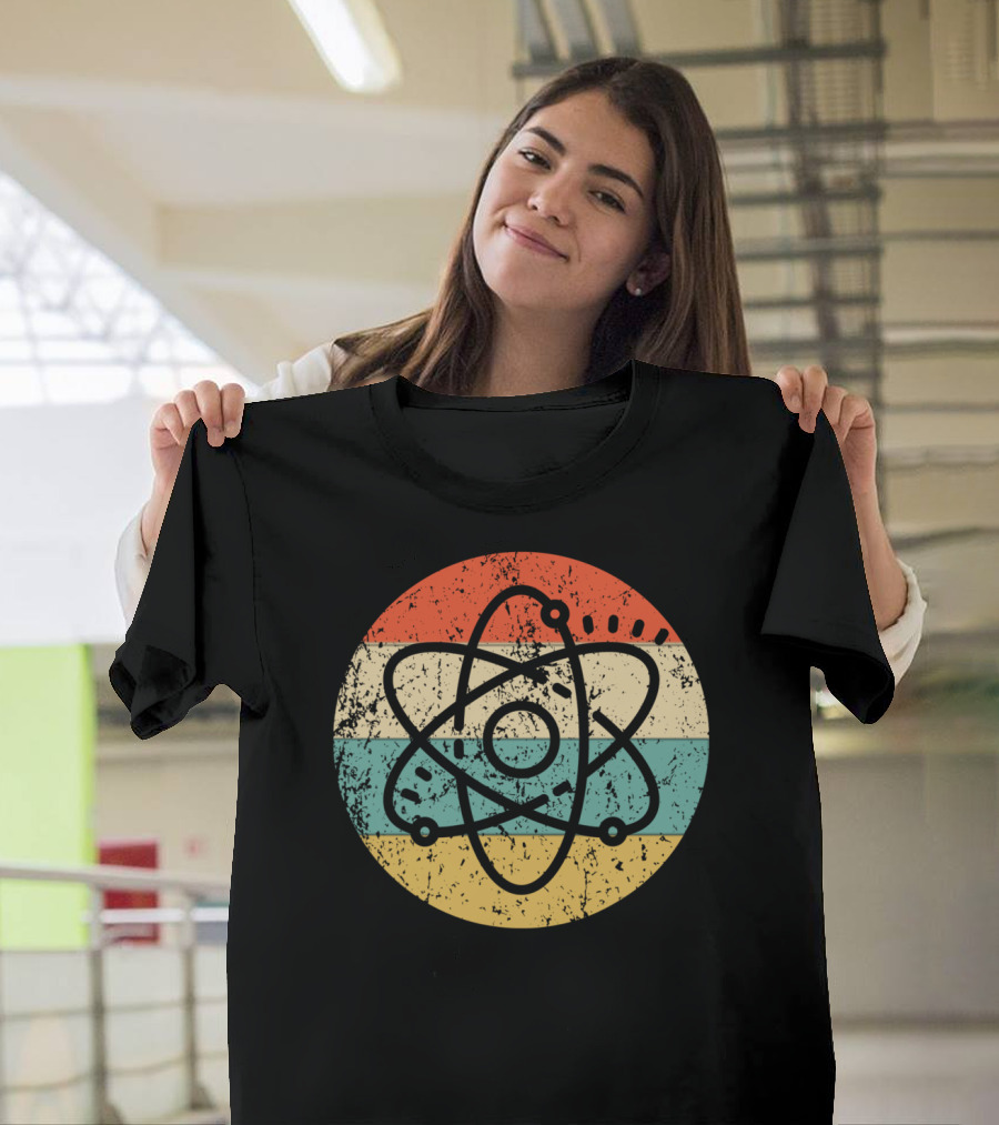 Atom Style Science Vintage Retro Atomic Symbol Multicolor T-Shirt