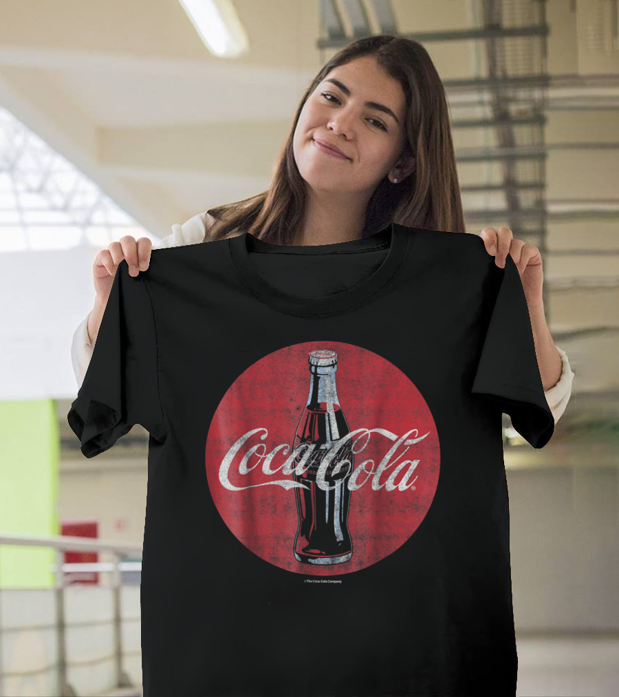 Coca Cola Distressed Bottle Red Disc T-Shirt