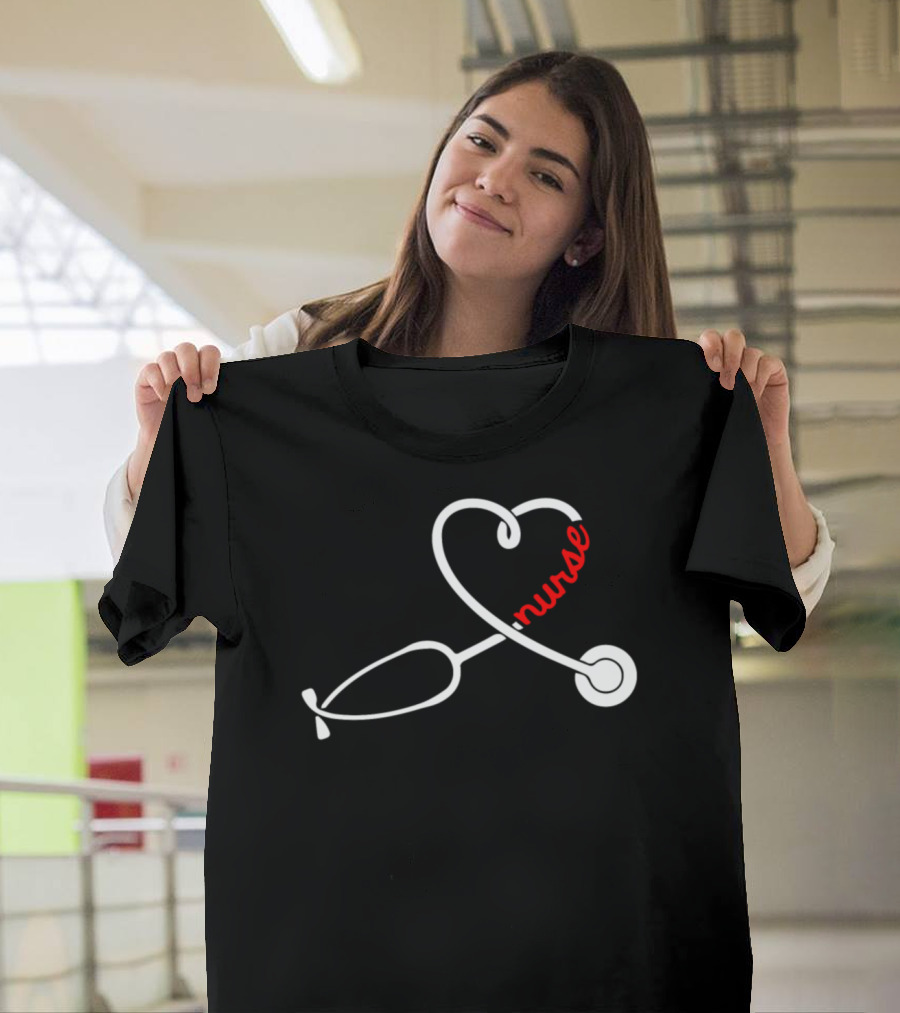 Nurse Love Stethoscope Heart T-Shirt