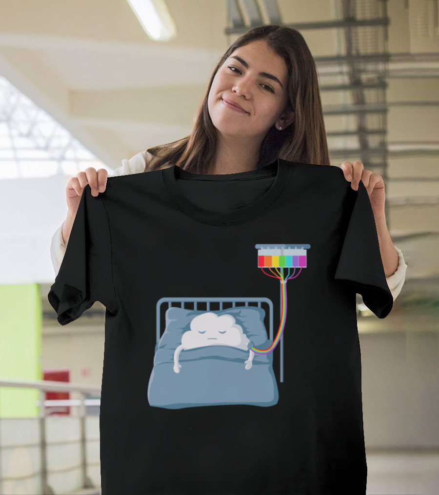 Cloud Infusion with Rainbow Colors in Bed T-Shirt