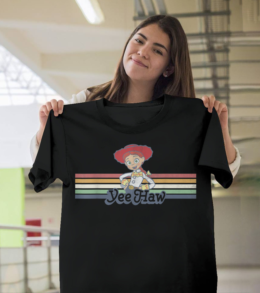 Disney Pixar Toy Story Jessie Cowgirl Yee Haw Rainbow Stripe T-Shirt