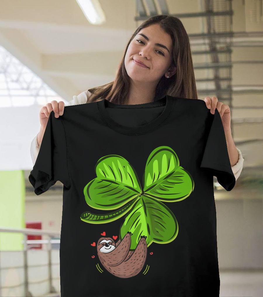 Sloth Shamrock St Patricks Day Irish Luck T-Shirt
