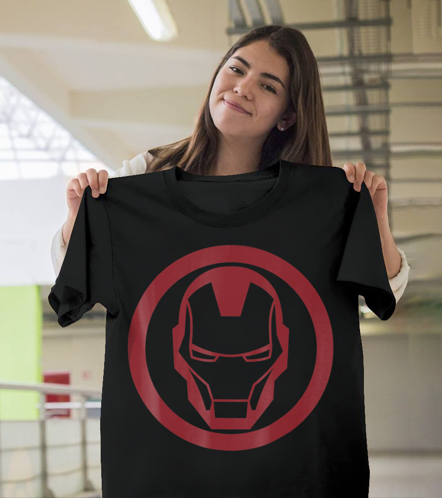 Iron Man Red Tonal Face Emblem Inside Red Circle T-Shirt