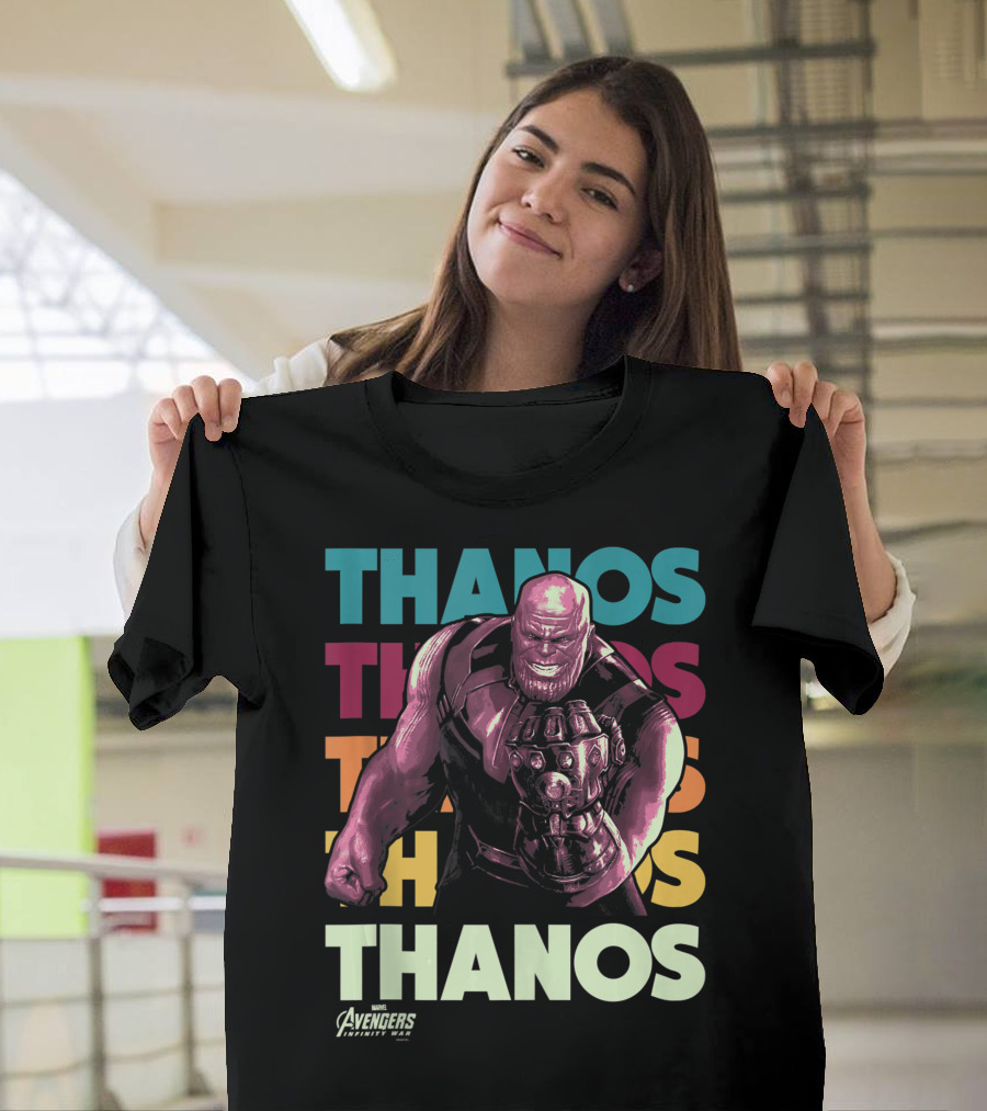 Thanos Marvel Avengers Infinity War Word Stack T-Shirt