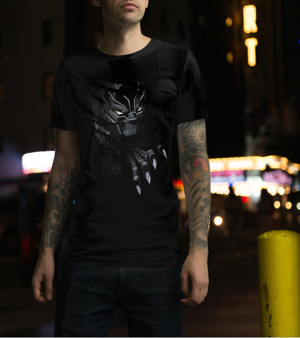 Marvel Black Panther Ripping Through Claws Black Panther Mask And Claws T-Shirt