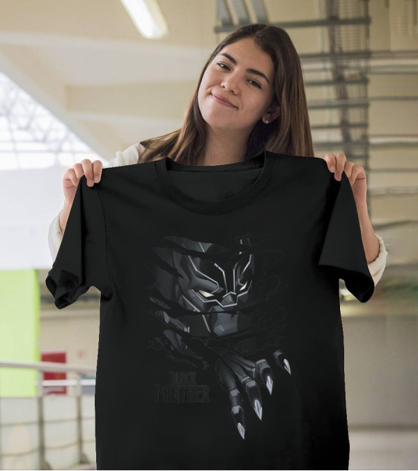 Marvel Black Panther Ripping Through Claws Black Panther Mask And Claws T-Shirt