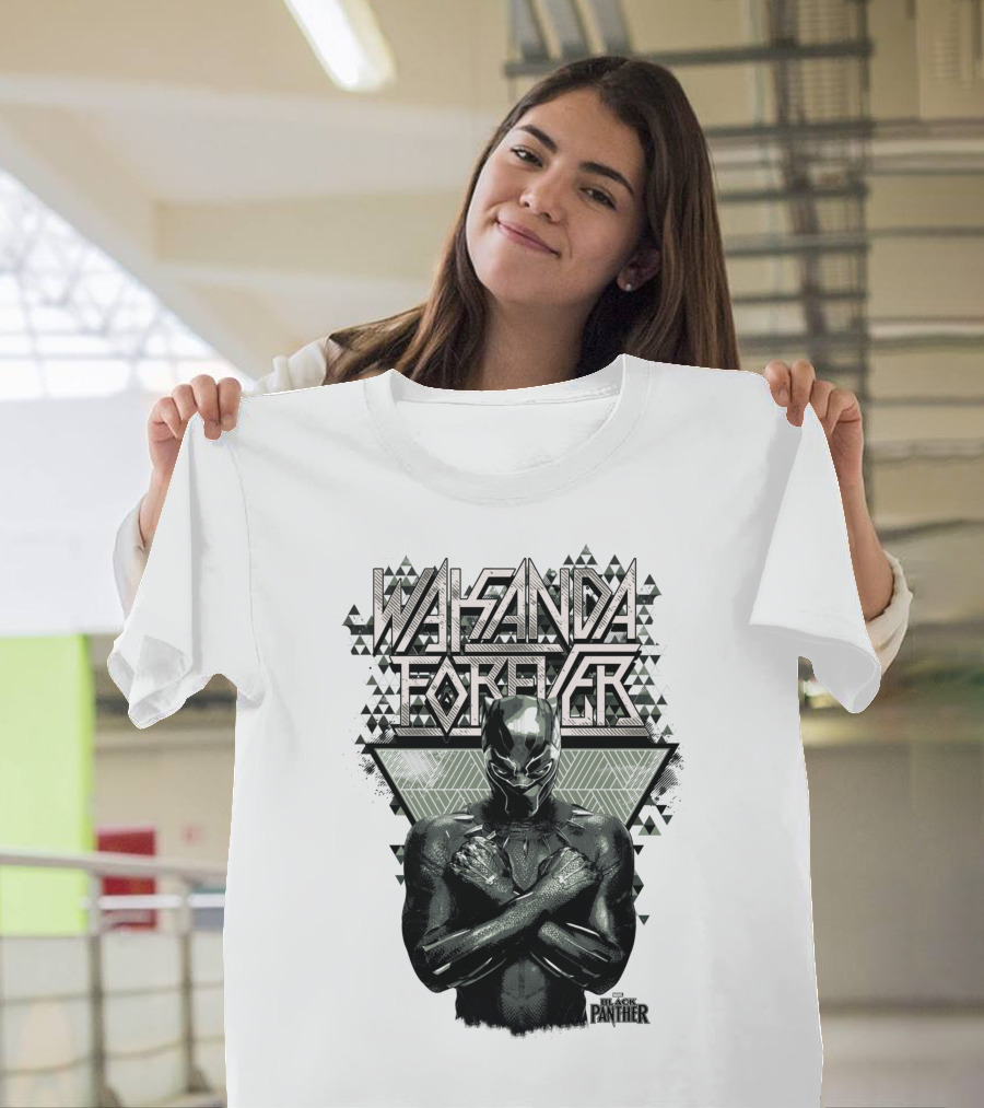 Wakanda Forever Black Panther Marvel Prism Triangles T-Shirt
