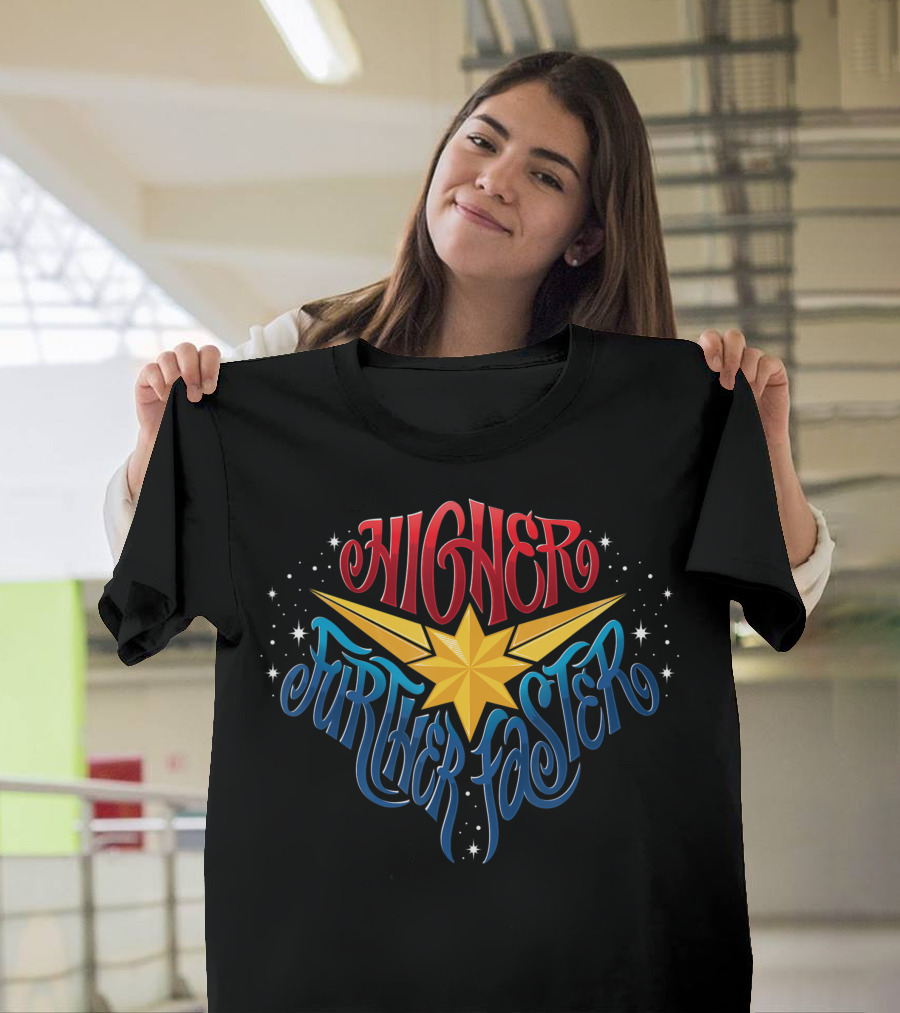 Higher Further Faster Marvel Captain Marvel Star T-Shirt