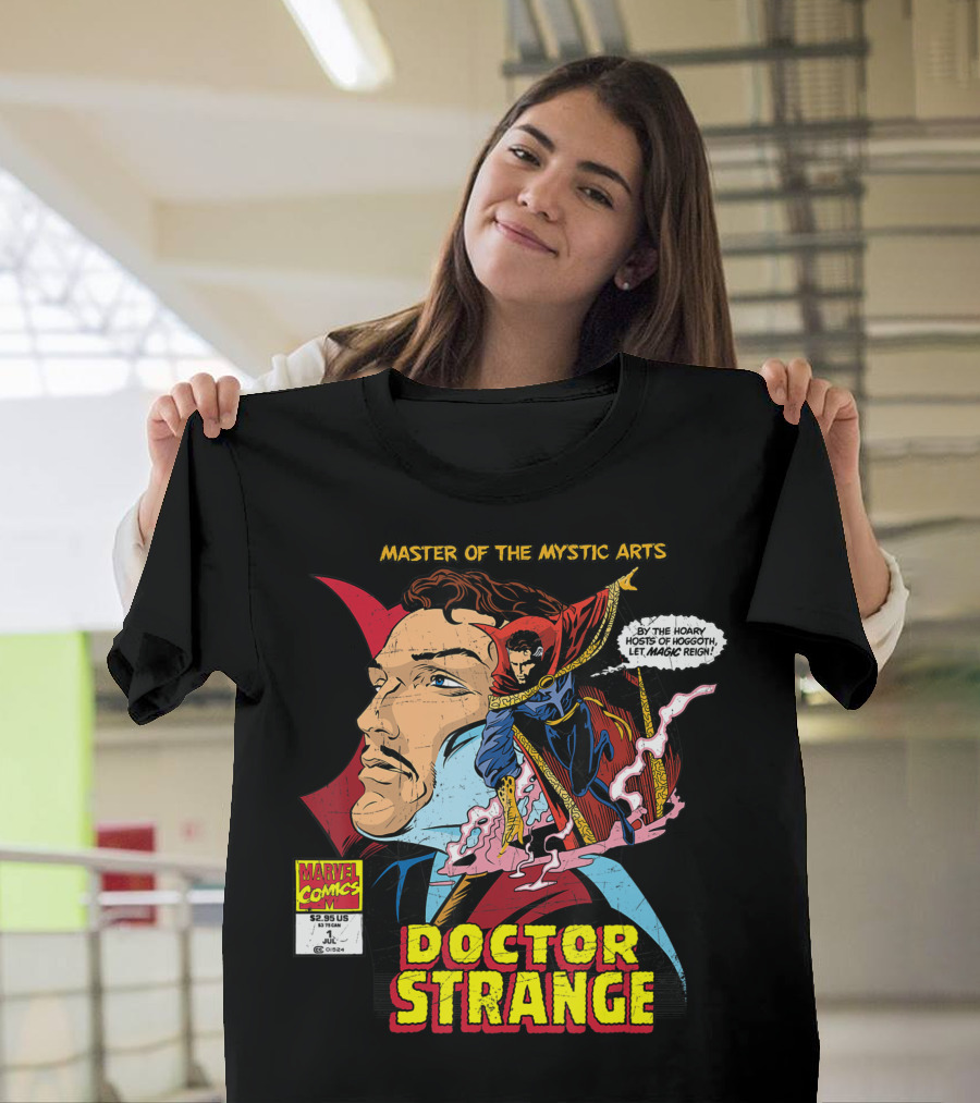 Marvel Comics Doctor Strange Master of the Mystic Arts By the Hoary Hosts of Hoggoth Let Magic Reign T-Shirt