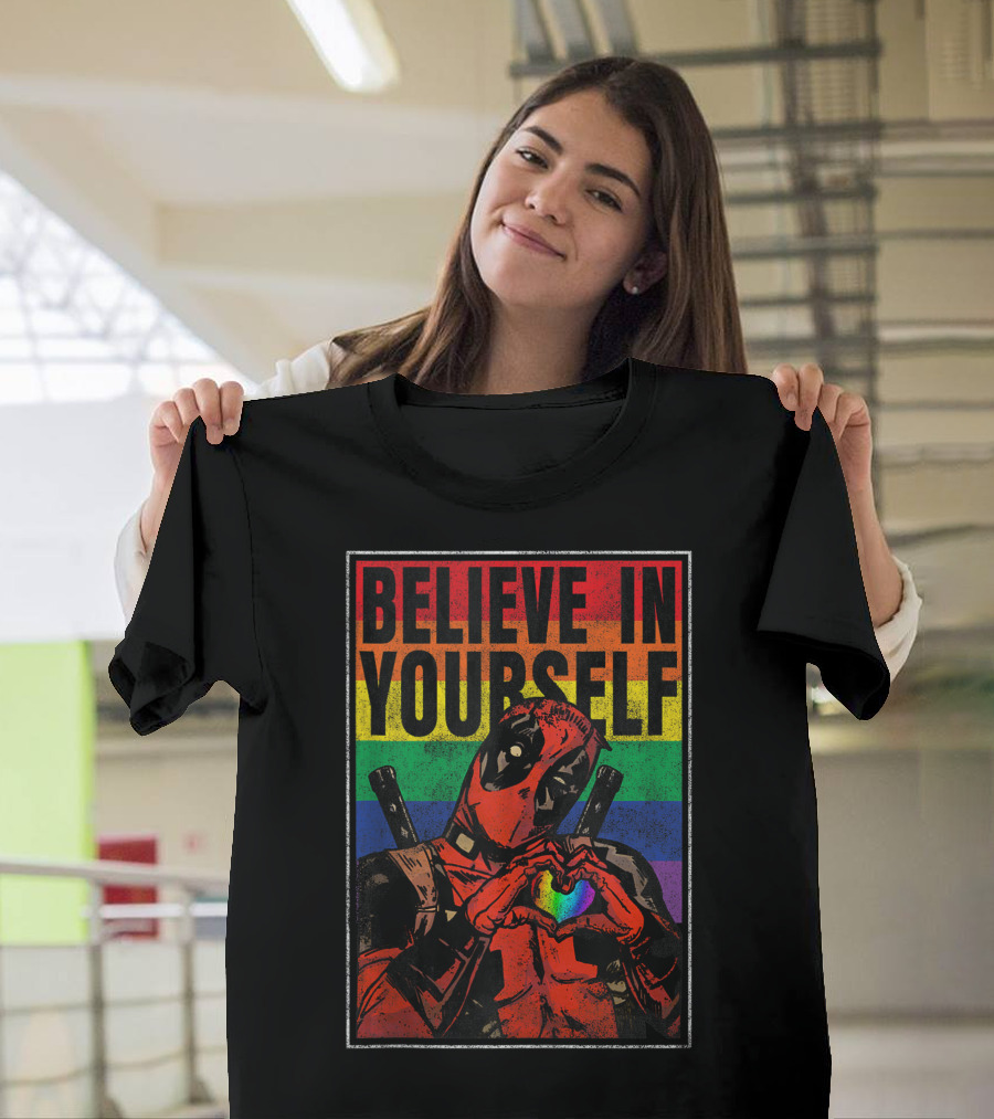 Marvel Deadpool Believe In Yourself Pride Rainbow T-Shirt