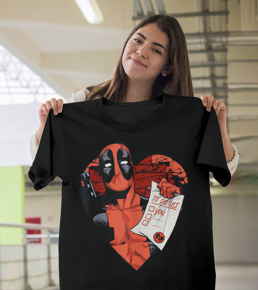 Marvel Deadpool To Do List You Heart Frame T-Shirt