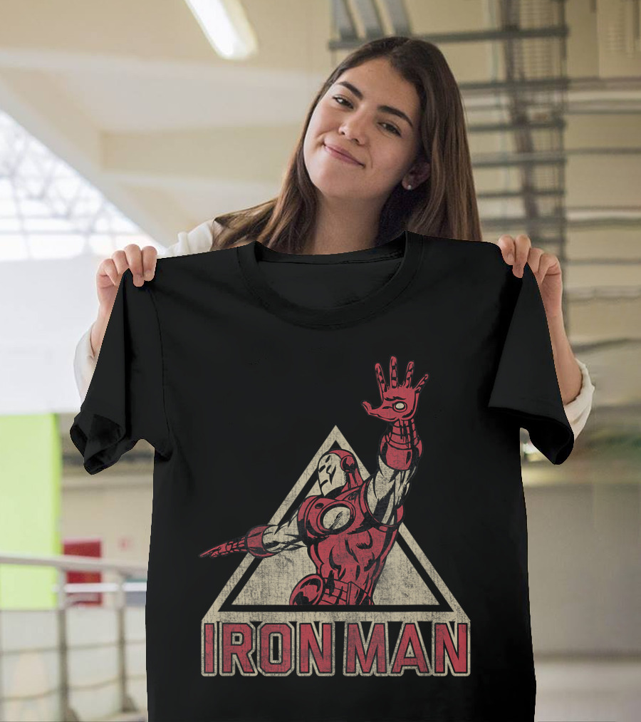 Marvel Iron Man Retro Pose Triangle T-Shirt