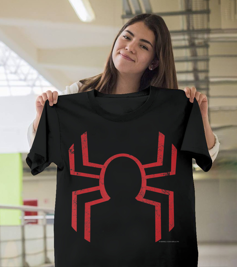 Marvel Spider Man Into The Spider Verse Red Emblem Textured T-Shirt