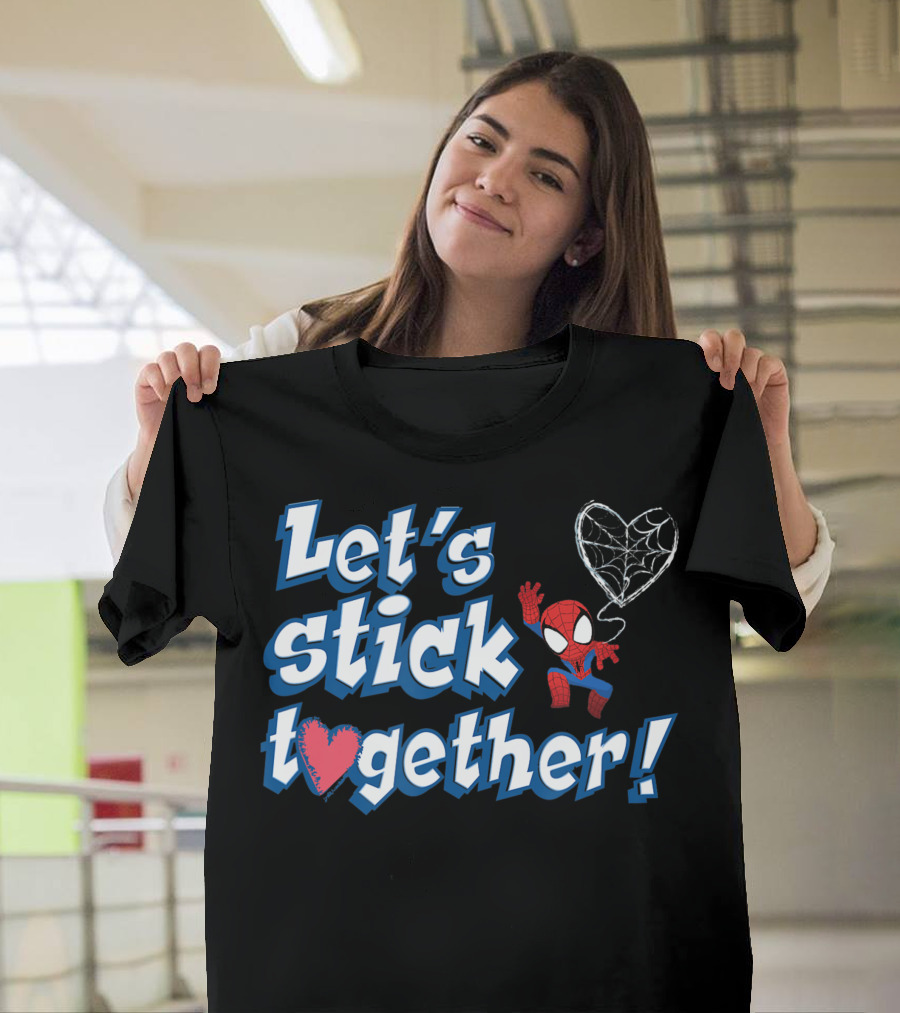 Marvel Spider Man Let's Stick Together Valentine's Day Heart Web T-Shirt