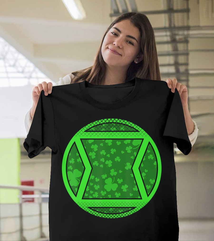 Marvel St Patricks Day Black Widow Green Clover Emblem T-Shirt