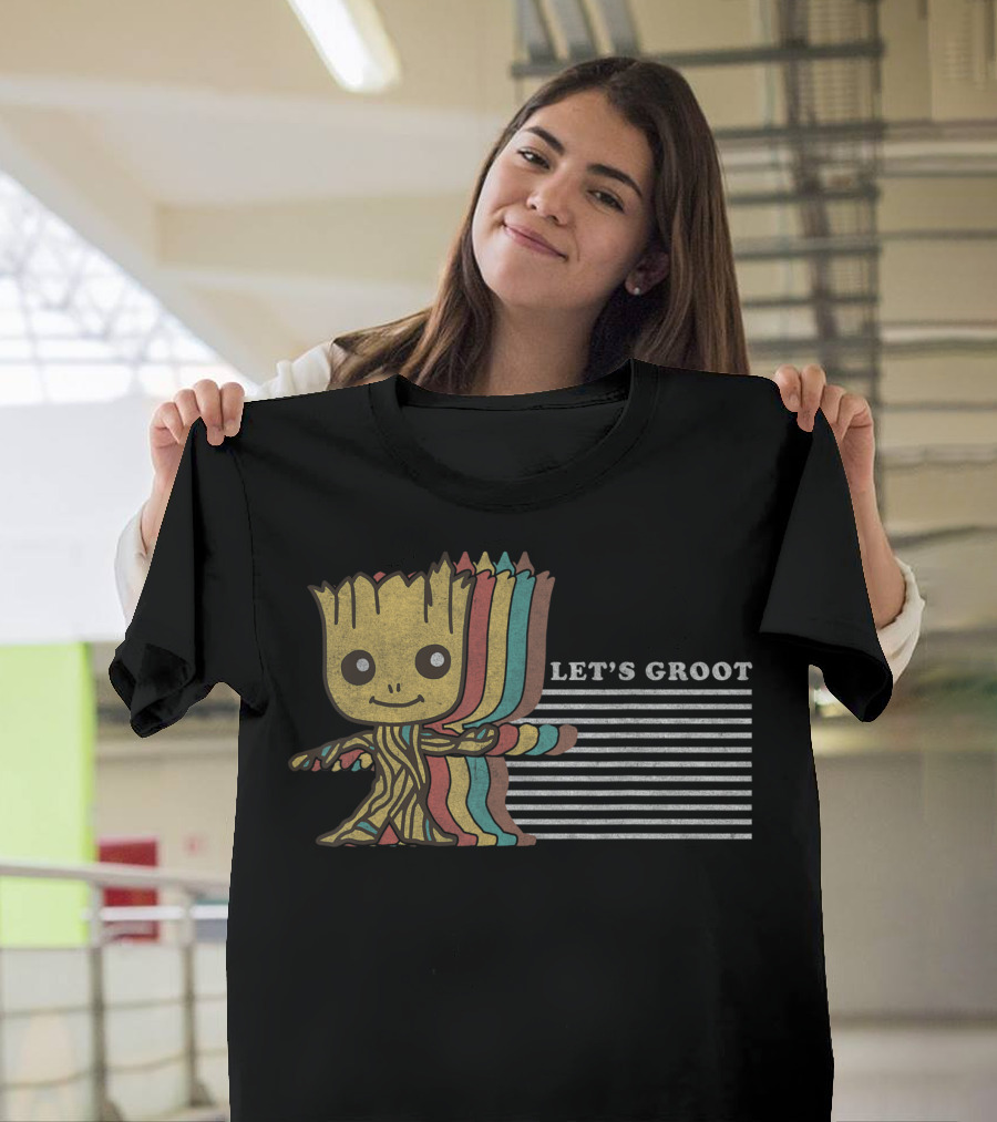 Marvel Guardians Of The Galaxy Let's Groot Retro Striped Character T-Shirt