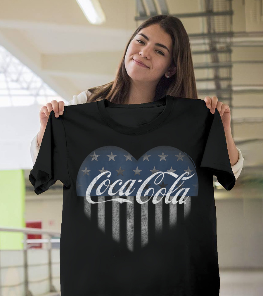 Coca Cola Heart USA American Flag Coke T-Shirt