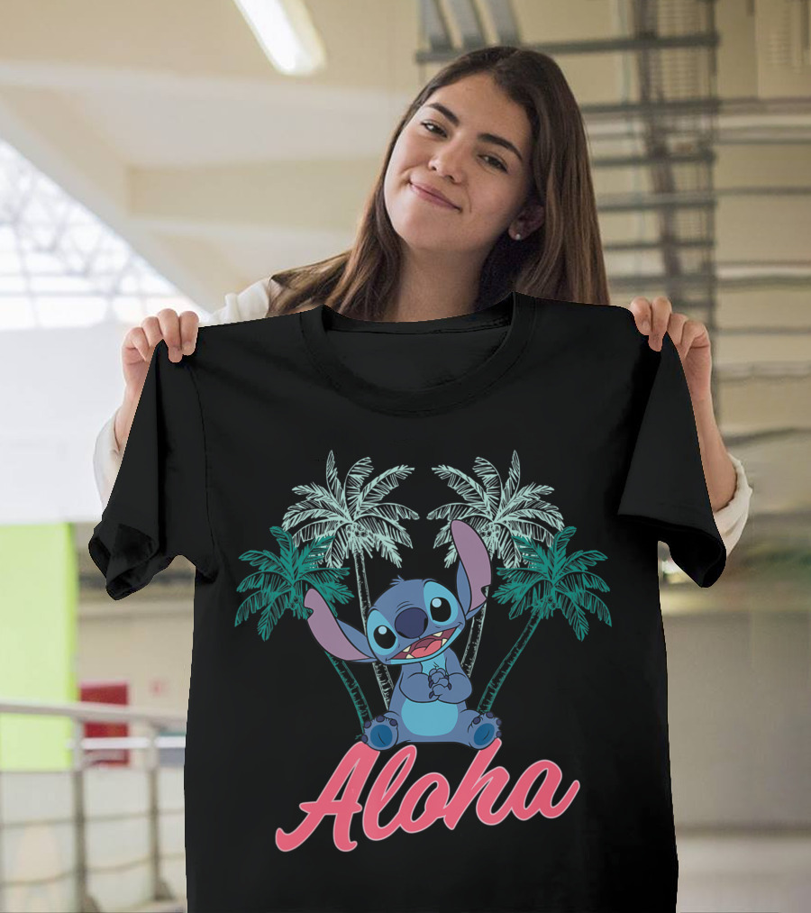 Disney Lilo And Stitch Aloha Palm Trees Tropical T-Shirt