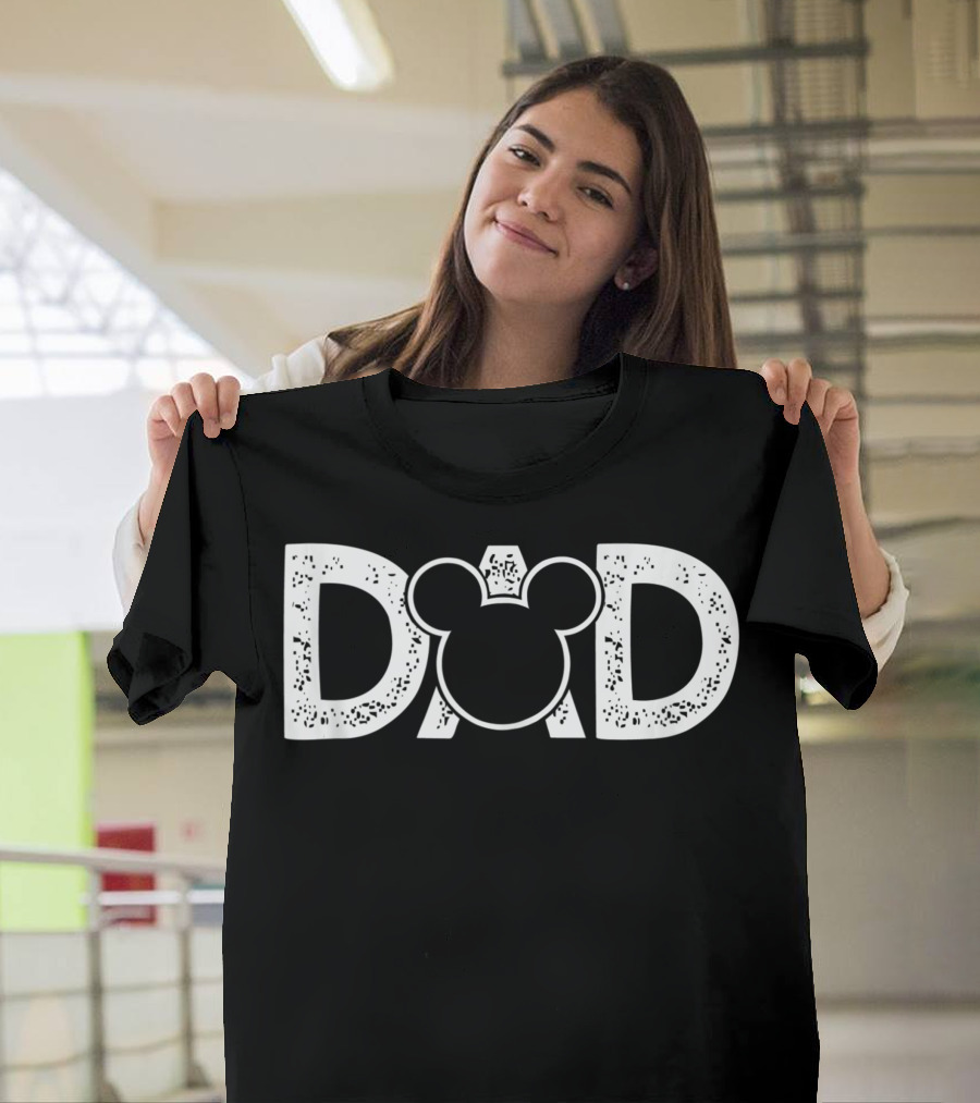 Mickey Mouse Dad Disney Text T-Shirt