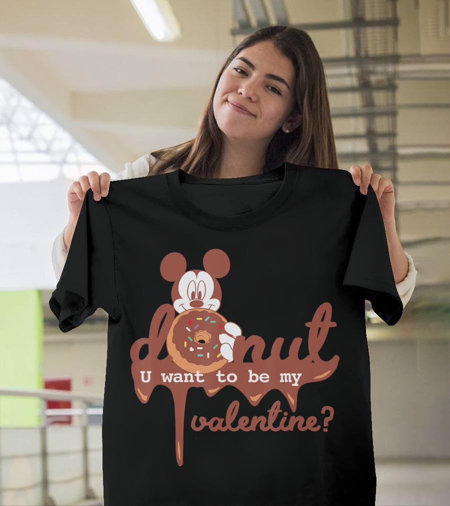 Disney Mickey Mouse Donut U Want To Be My Valentine? T-Shirt
