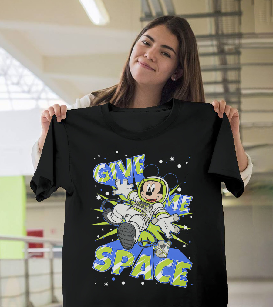 Disney Mickey Mouse Give Me Space Astronaut Floating in Stars T-Shirt