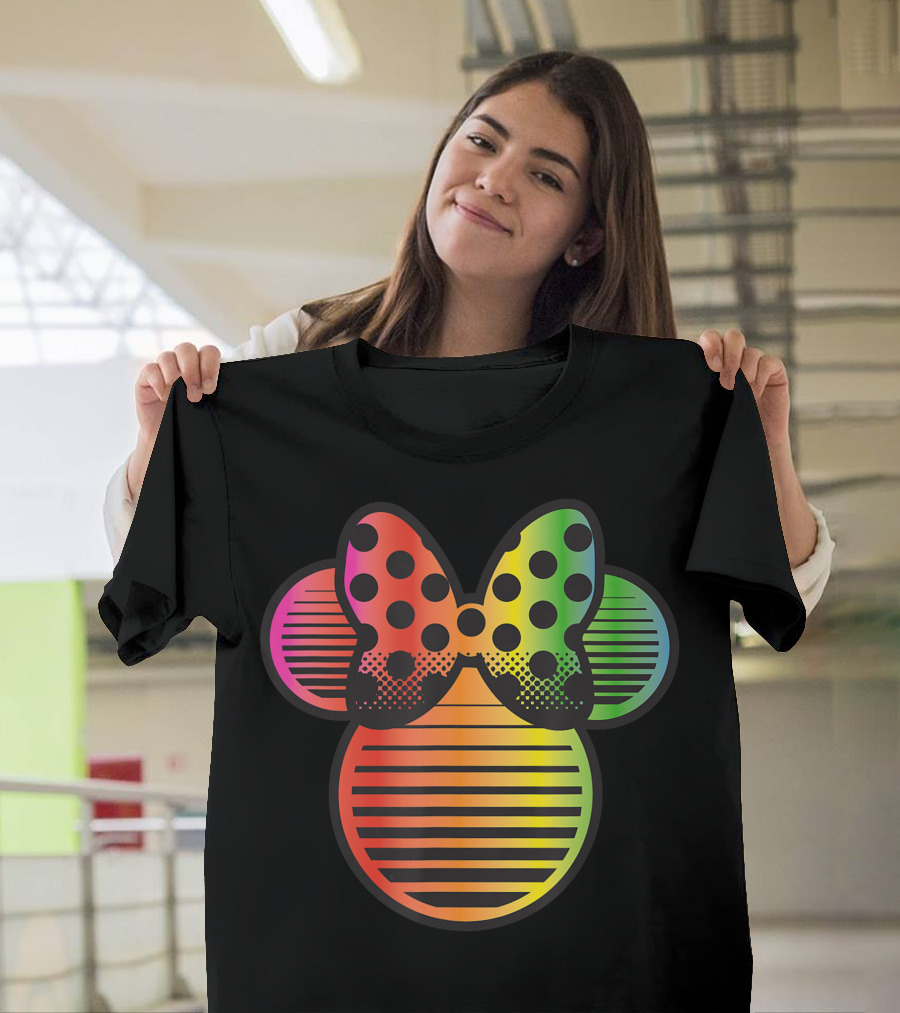 Disney Minnie Mouse Polka Dot Bow Rainbow Gradient T-Shirt