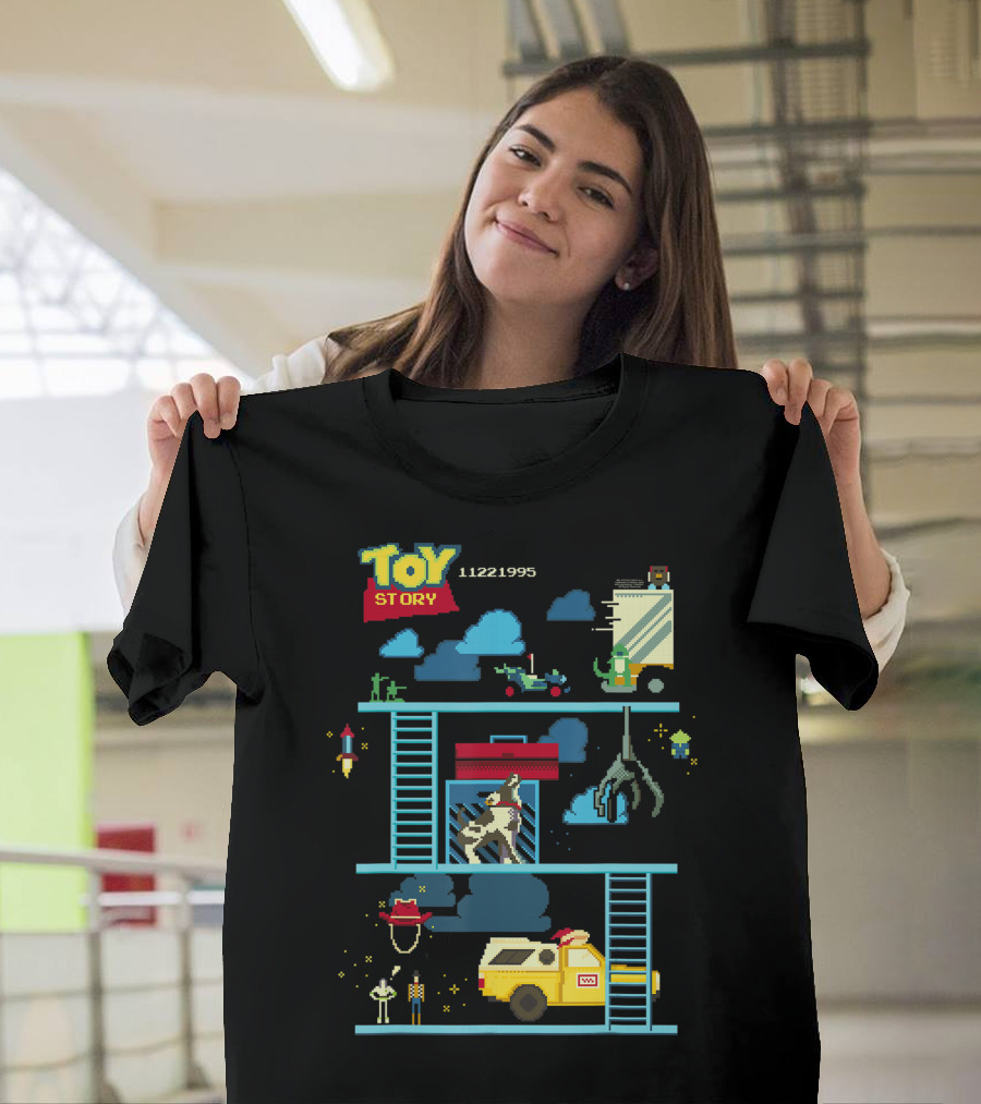 Toy Story 8 Bit Game 11221995 Retro Arcade Style Pixar T-Shirt