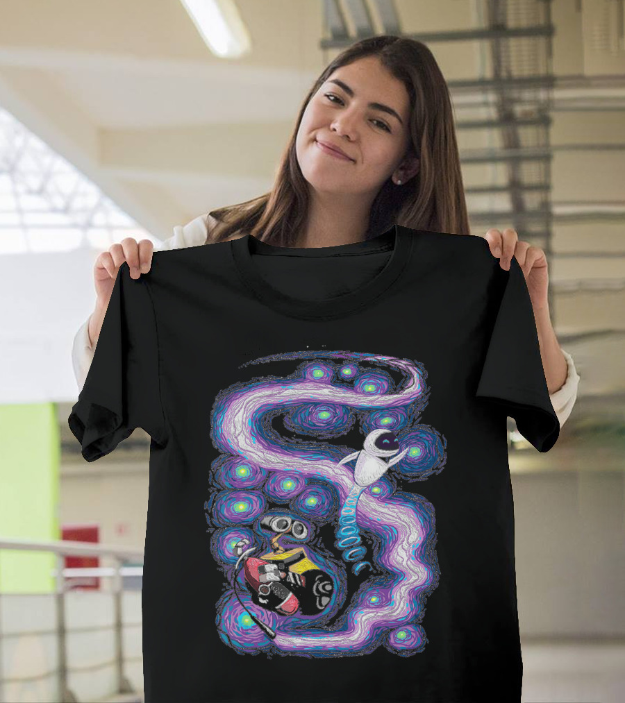 Wall E and Eve Cosmic Journey Disney Pixar Stars T-Shirt