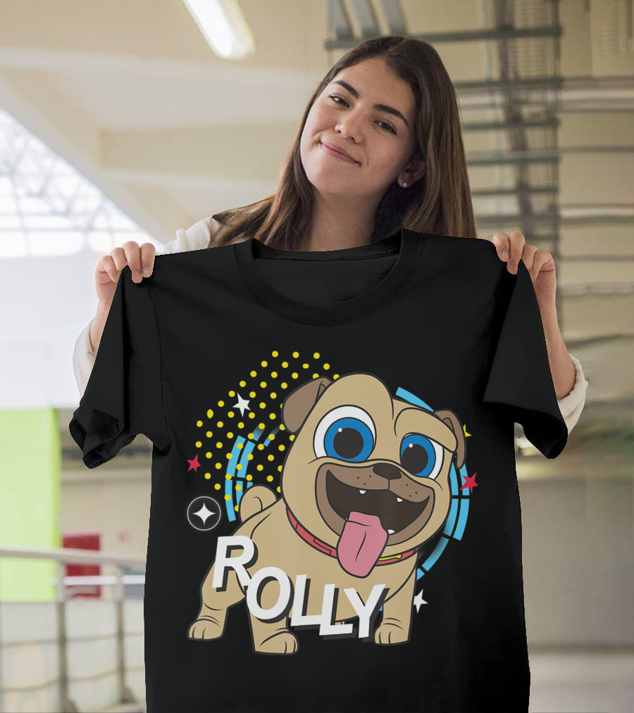 Disney Puppy Dog Pals Rolly with Colorful Stars and Dots T-Shirt