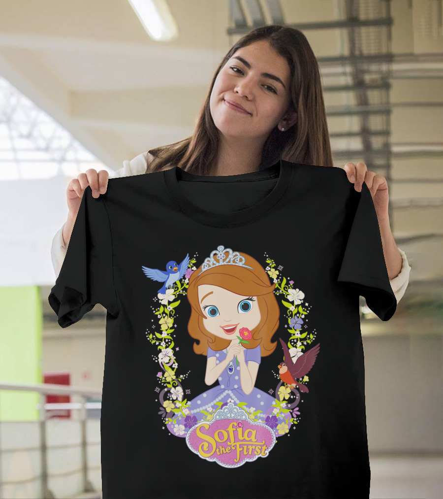 Sofia The First Floral Tiara and Birds Frame T-Shirt