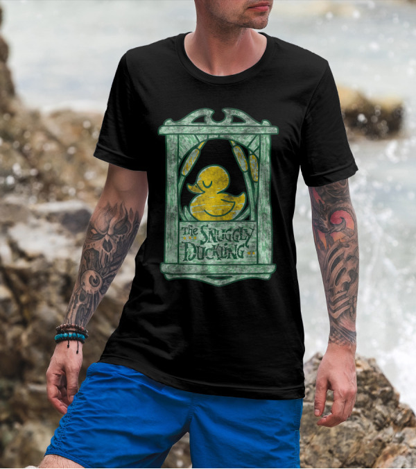 Disney Tangled The Snuggly Duckling Sign With Sleeping Yellow Duck And Green Frame T-Shirt