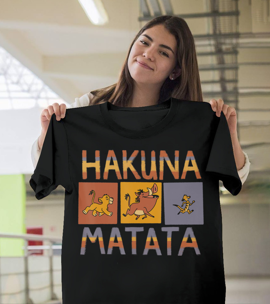 Disney The Lion King Hakuna Matata Simba Pumbaa Timon Solid Blocks T-Shirt