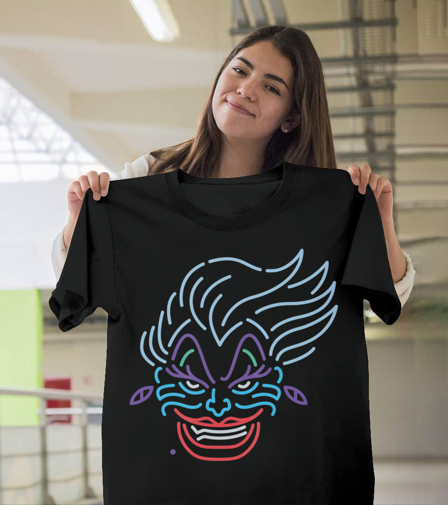 Ursula Disney Neon Face Villain Iconic Bold Lines T-Shirt
