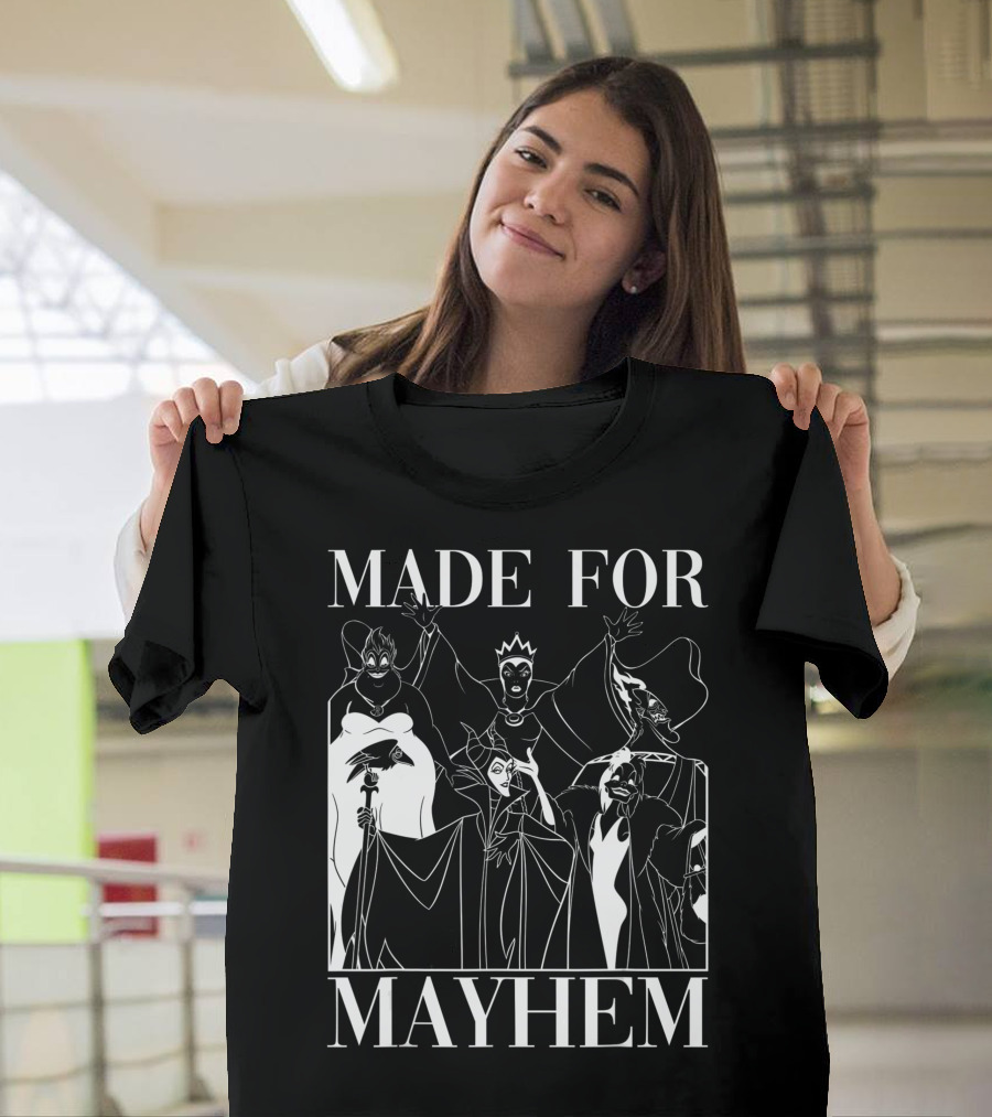 Disney Villains Made For Mayhem Group Shot Outline T-Shirt