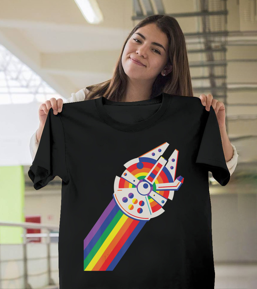 Millennium Falcon Rainbow Star Wars Iconic Spaceship T-Shirt