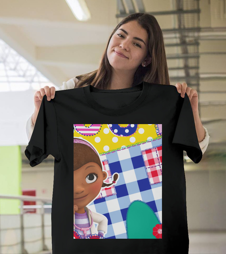 Disney Doc McStuffins Colorful Plaid Hearts and Polka Dots T-Shirt
