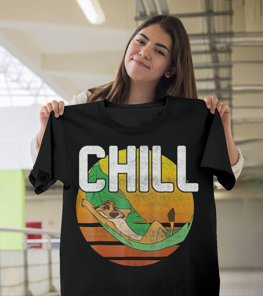 Disney Lion King Timon Relaxing Chill Leaf Hammock Sunset T-Shirt