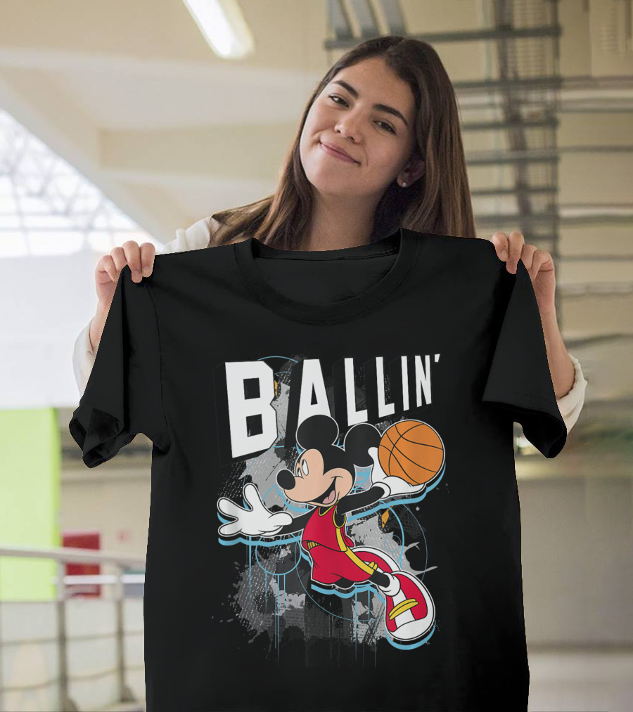 Disney Mickey Mouse Ballin' Basketball Action T-Shirt