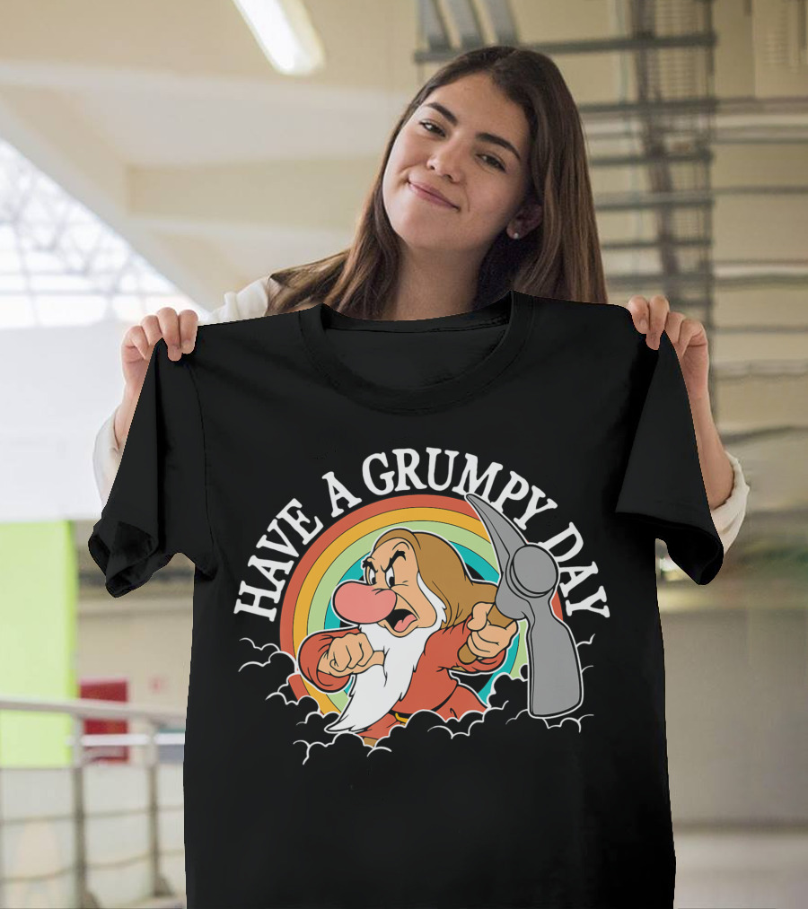 Disney Snow White Grumpy Have A Grumpy Day Pickaxe Rainbow T-Shirt