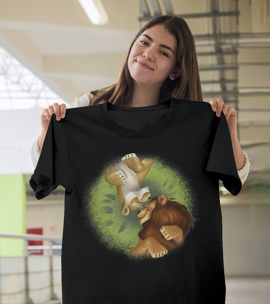 Disney The Lion King Simba and Nala Live Action Green Circle Background T-Shirt