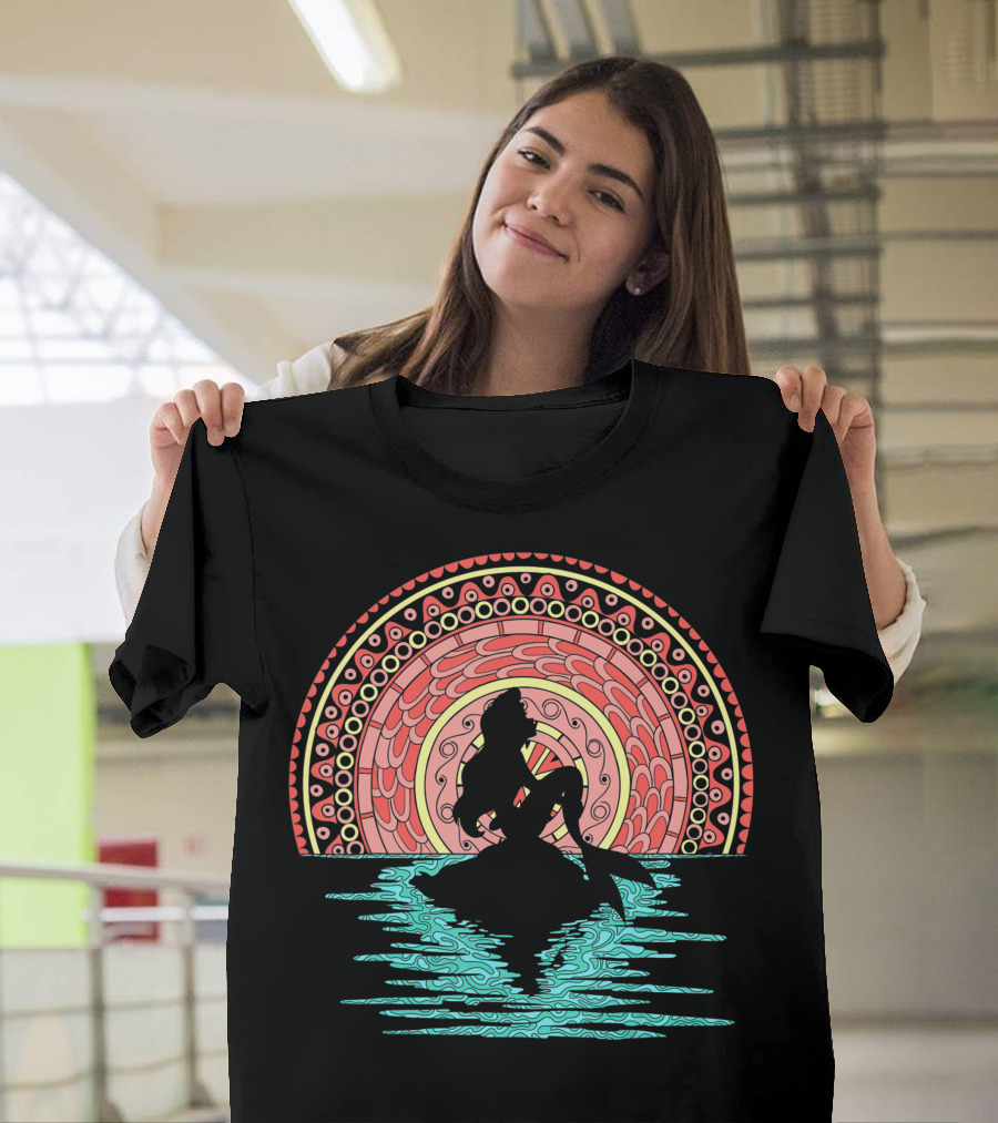Disney The Little Mermaid Geometric Sunset T-Shirt