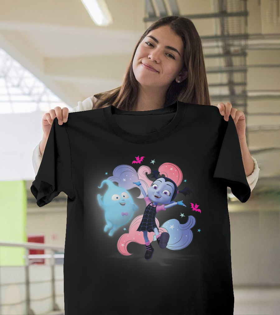 Disney Vampirina and Blue Ghostly Friend with Stars and Bats T-Shirt