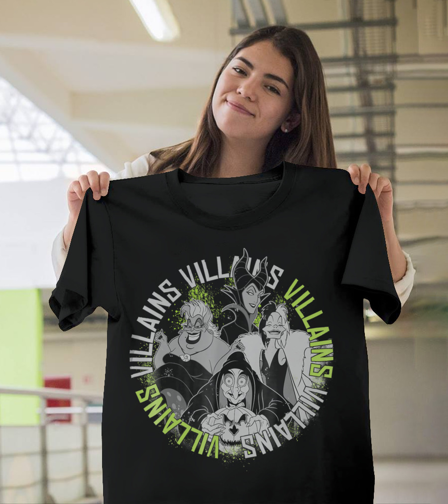 Disney Villains Evil Queens Green Splatter Circle T-Shirt