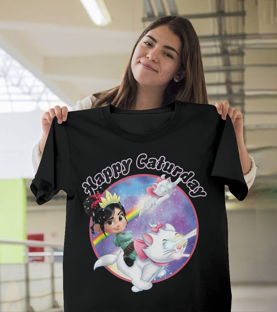 Happy Caturday Disney Wreck It Ralph Vanellope Rainbow Galaxy T-Shirt