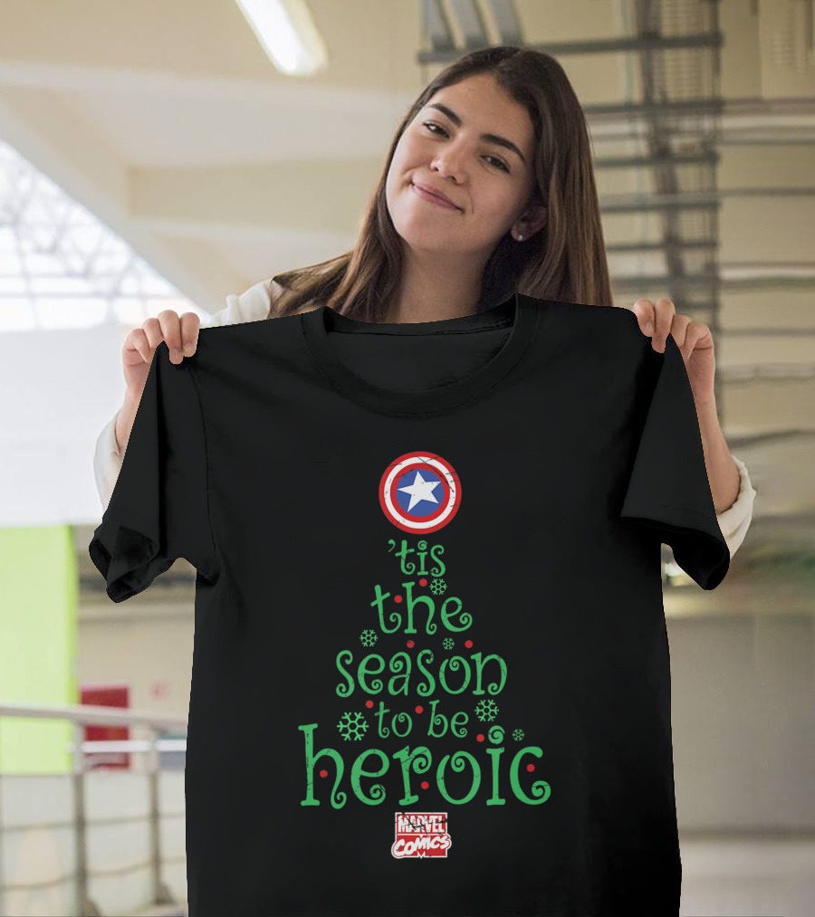 Marvel Captain America 'Tis the Season to Be Heroic Holiday Tree T-Shirt