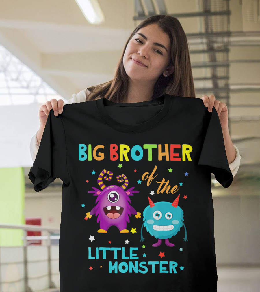 Big Brother of the Little Monster Colorful Birthday Celebration Monsters T-Shirt