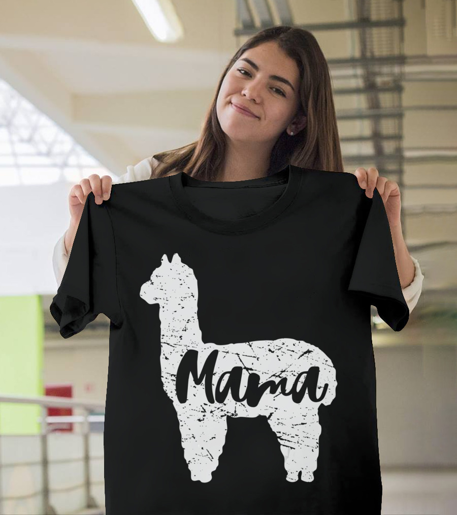 Mama Llama Alpaca Cute Proud Happy T-Shirt