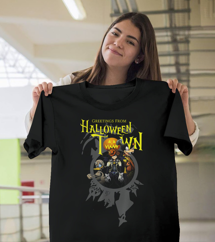 Greetings From Halloween Town Disney Kingdom Hearts Characters T-Shirt