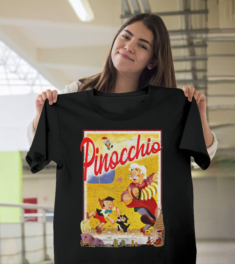 Pinocchio Vintage Storybook Adventure with Geppetto and Friends T-Shirt