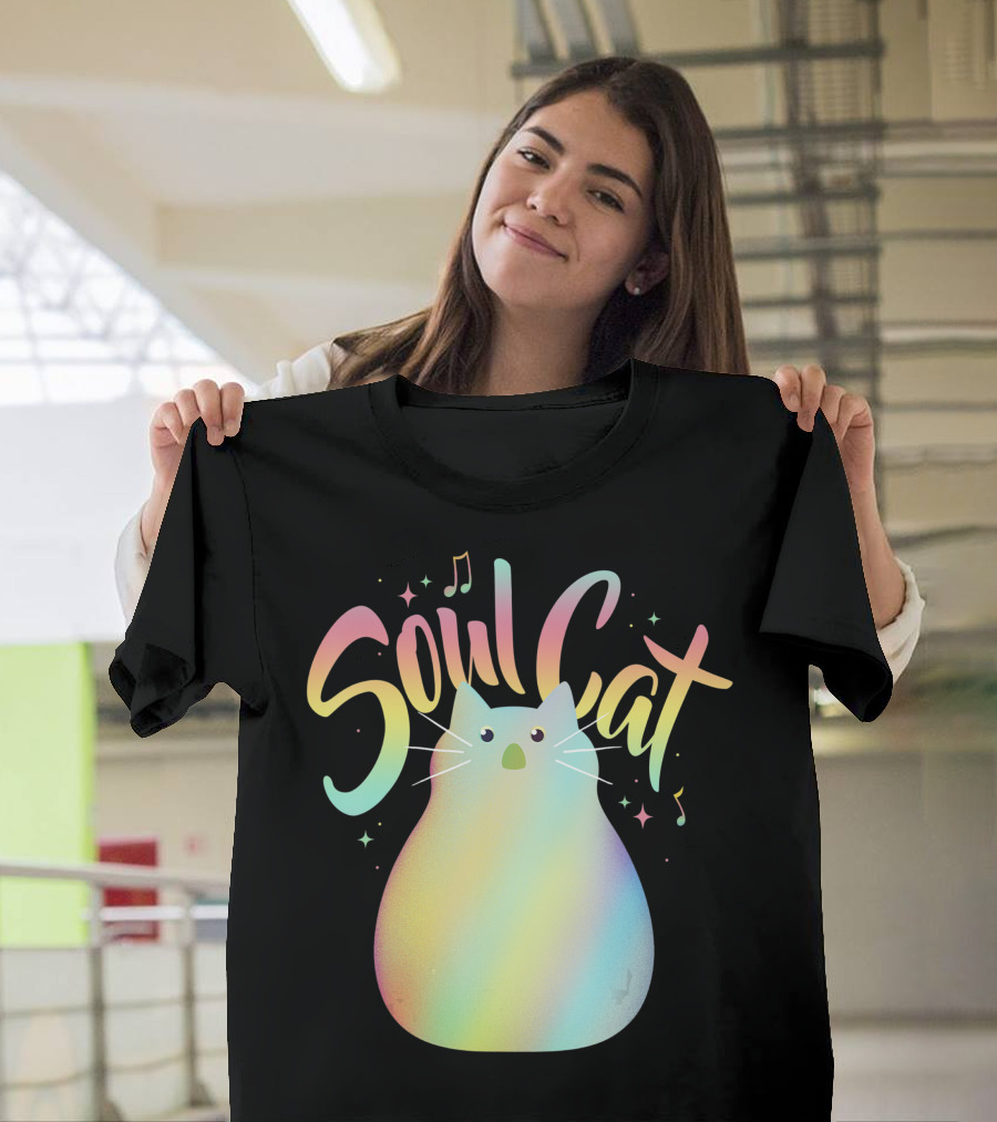 Soul Cat Gradient Disney Pixar Musical Notes Stars T-Shirt